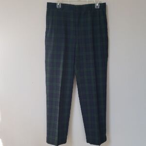 Oakton Limited Trouser Men's Dark Blue Green Tartan Plaid Wool Pants Vintage